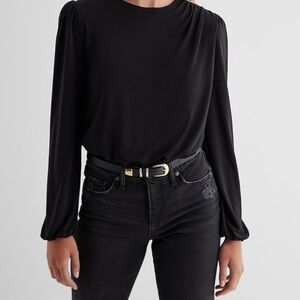 Express bodysuit skimming crew neck, black, large new with tags